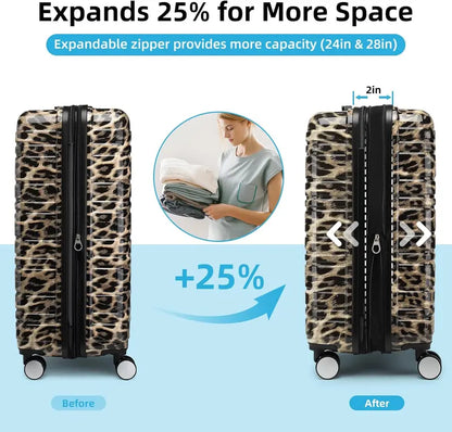 6-Piece Expandable Rolling Luggage Set  Lightweight Hardshell Suitcases with Smooth-Spinning Wheels & Modular Packing Options