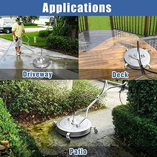 Janz Surface Cleaner Attachment for Pressure Washers  4-Wheel Rotating Deck Scrubber