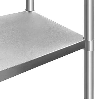 ROCKPOINT Stainless Steel Table for Prep   Work with Backsplash 48 24 Inches, NSF Metal Commercial Kitchen Table