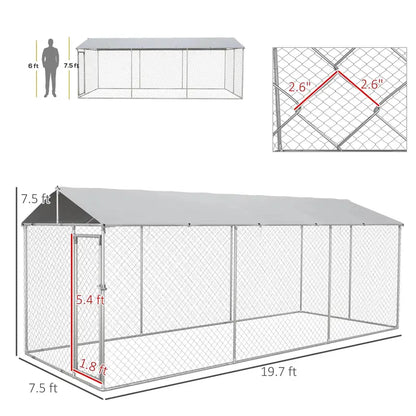 PawHut Heavy-Duty Waterproof Outdoor Dog Kennel  19.7 ft x 7.5 ft