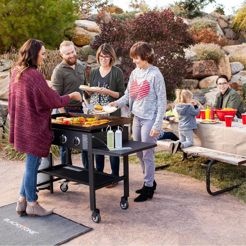 Commercial-Style 36″ 4-Burner Gas Griddle Station  Propane-Powered Flat Top Grill with Side Stands