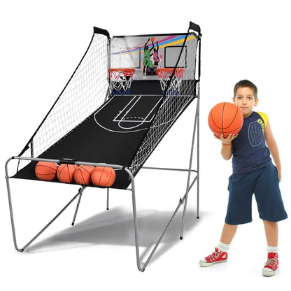 Foldable Indoor Basketball Arcade Game with LED Scoring & 4 Balls