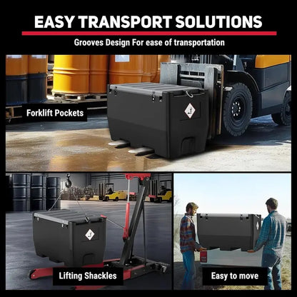 50-Gallon Portable Fuel Transfer Tank for Gasoline & Diesel  12V DC Pump, 10.6 GPM Flow, Red Finish