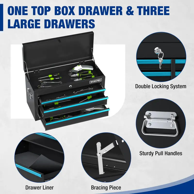 WORKPRO Sliding-Metal 5-Drawer Rolling Tool Cabinet  Mobile Storage Solution with Smooth Casters