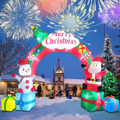 ZXSWONLY 12.5FT Christmas Inflatable Archway with Santa &amp; Snowman, LED Lit, Weather Resistant Polyester for Indoor/Outdoor Holiday Decor