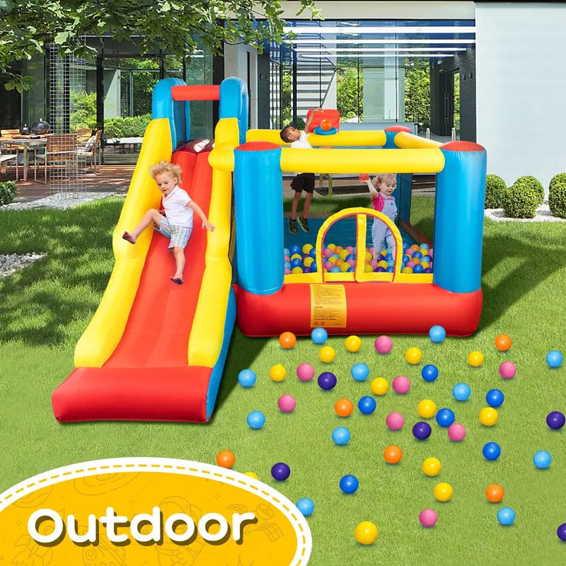 JOYMOR Bounce House Inflatable Bouncing Castle Play Center w/ Air Blower, Jump’n Slide Bouncer, Suitable for Toddler Baby and Little Kids