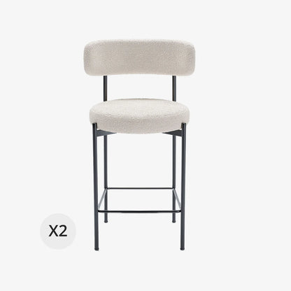 Lot de 2 tabourets de bar bouclette blanche Agathe