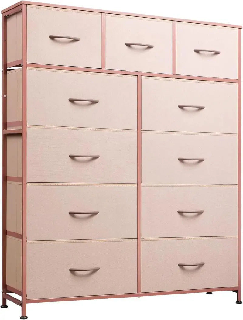 11-Bin Tall Fabric Storage Tower  Steel-Frame Organizer Unit with Stackable Drawers & Soft Bins