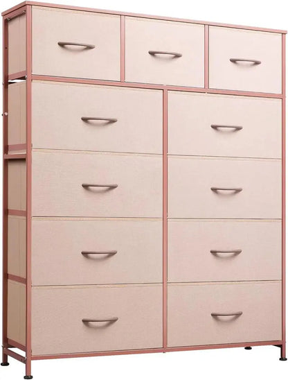 11-Bin Tall Fabric Storage Tower  Steel-Frame Organizer Unit with Stackable Drawers & Soft Bins