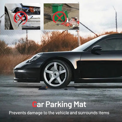 Garage Parking Mat Set  2-Pack Wheel Stoppers with Dual Mounting Options