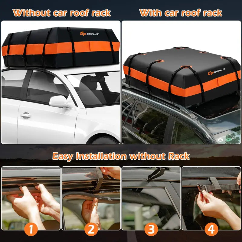 21-Cubic-Foot Rooftop Cargo Carrier Bag  Fully Waterproof Soft Roof Bag for All Vehicles