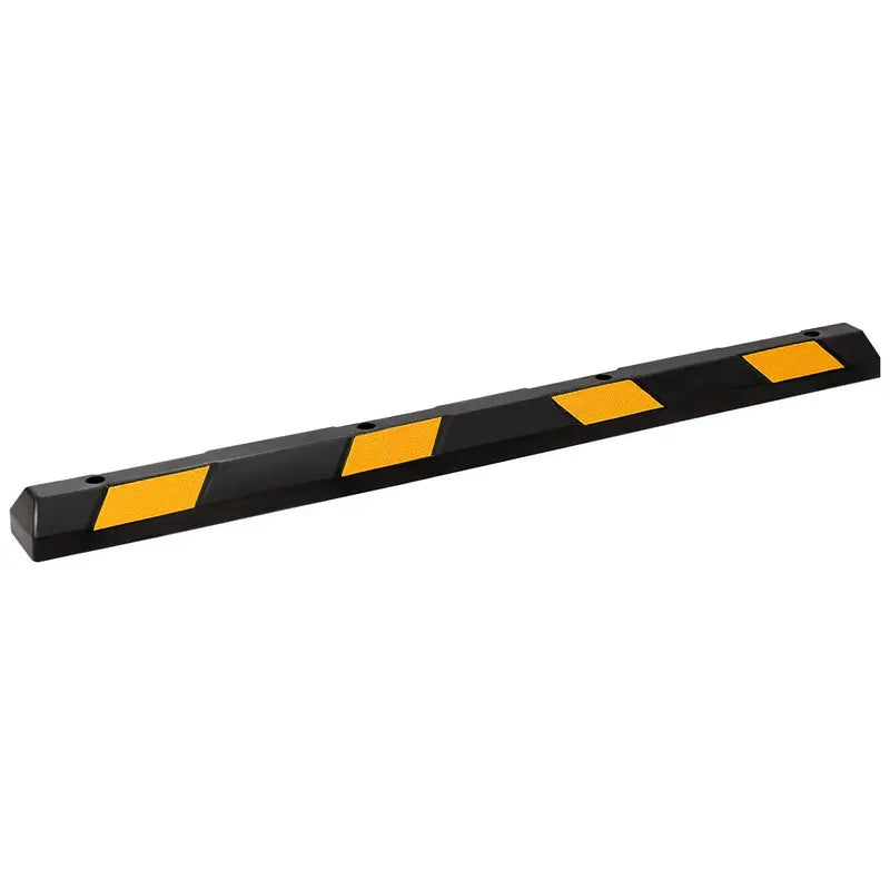 72-Inch Heavy-Duty Rubber Parking Curb with Reflective Yellow Safety Stripes