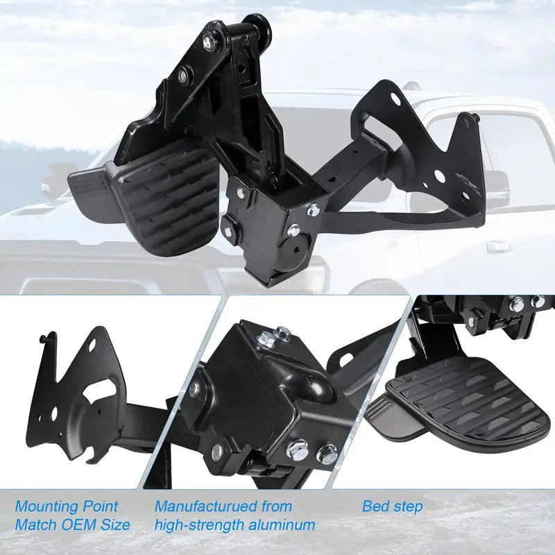 JDMSPEED Retractable Rear Bumper Step  Aluminum Bed-Mounted Step for Pickup Trucks