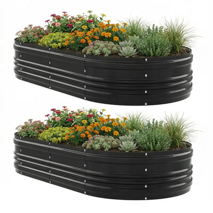 WORKPRO Twin Galvanized Raised Garden Beds  8′ x 4′ x 1′, Easy-Assembly Outdoor Planters