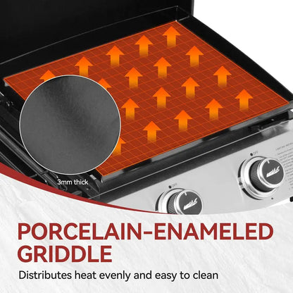 Royal Gourmet PD1305H 3-Burner Propane Grill & Griddle Combo  Lid-Integrated 3-in-1 Cooking Station