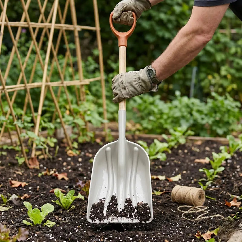 Wide Poly Scoop Shovel with Durable Hardwood Handle  Heavy-Duty Yard Tool