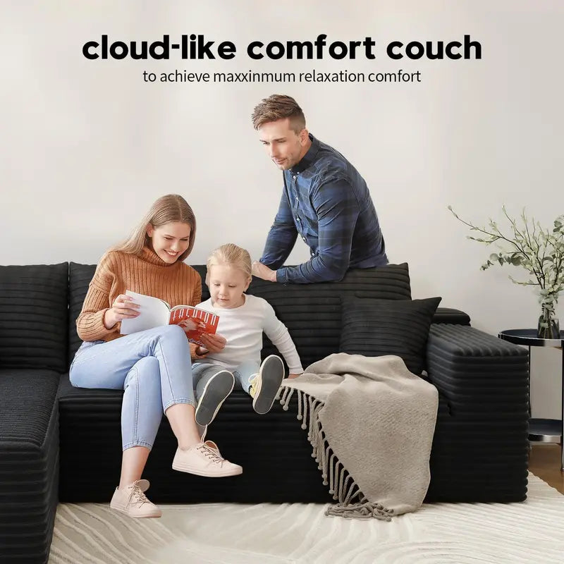 Cloud Modular L-Shaped Sectional Sofa  107.5-Inch Modern Minimalist Upholstered Couch with Chaise