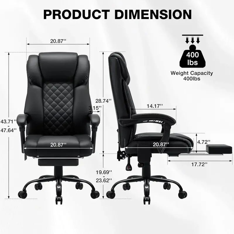 Reclining High-Back Office Chair  Built-In Heating and Full-Body Massage Functionality