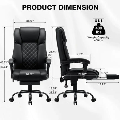 Reclining High-Back Office Chair  Built-In Heating and Full-Body Massage Functionality