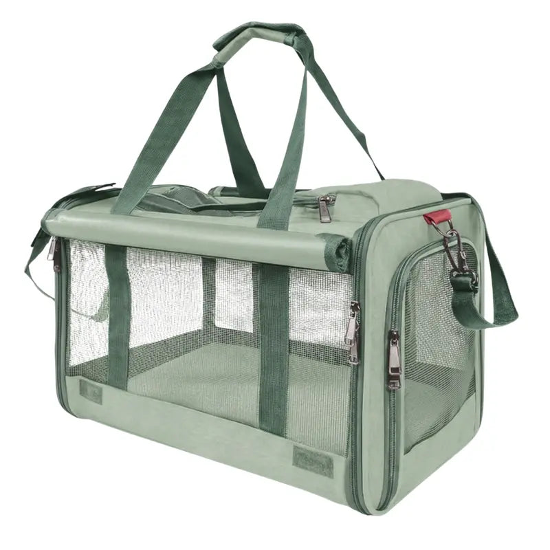 Lightweight Soft-Sided Pet Carrier with 360° Ventilation, Top + Side Access, and Sturdy Handles