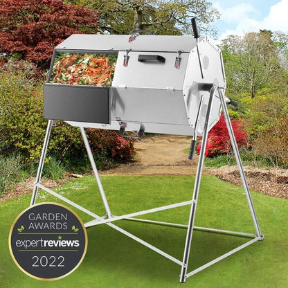 Dual-Chamber Rotating Steel Compost Tumbler  33-Gallon Outdoor Bin