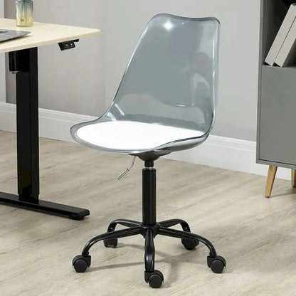 Adjustable Height Swivel Office Chair with Acrylic Back and Rolling Casters