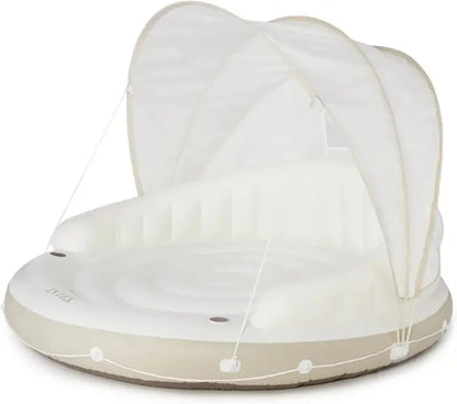 Canopy Island Inflatable Pool Float  78.5″ x 59″, 440 lb Capacity, Built-In Cup Holders & Removable Sunshade