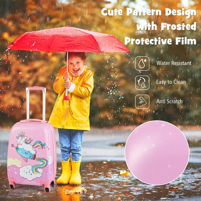 Pink Kids’ Carry-On Luggage Set: 12″ and 18″ Spinner Suitcases