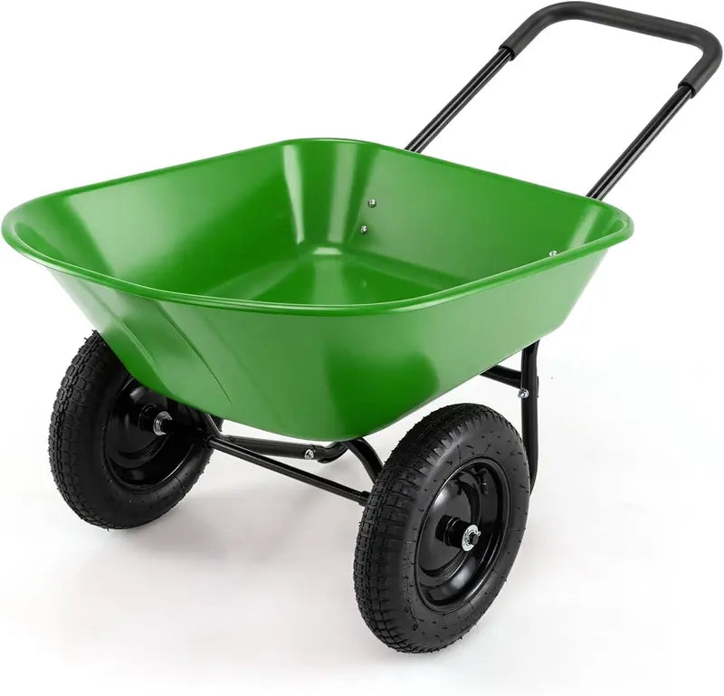 Dual-Wheel Heavy-Duty Garden Utility Cart  330-Pound Capacity All-Terrain Wheelbarrow