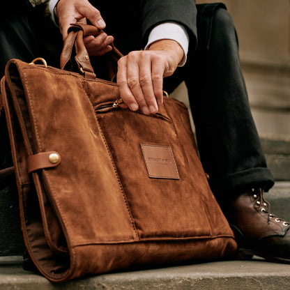 Suede Trifold - Tobacco Brown