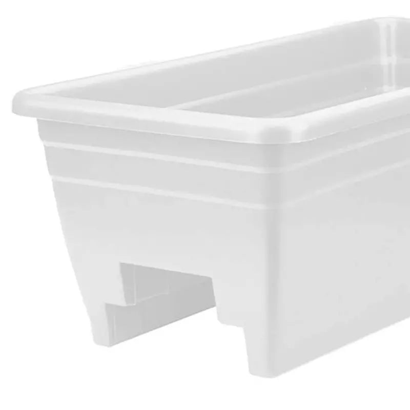 The HC Companies Heavy-duty 24 in. W Plastic Akro Deck Rail Box Planter, White with Plugs SPX24DB0A10C005LRBWT-WHITE