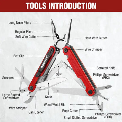WORKPRO 18-in-1 Multi-Function Plier Tool with Ergonomic Grip