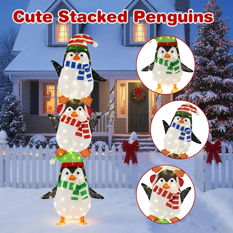 Lighted Penguin Holiday Decor  Charming Animated Figures with Warm White LEDs & Festive Hats