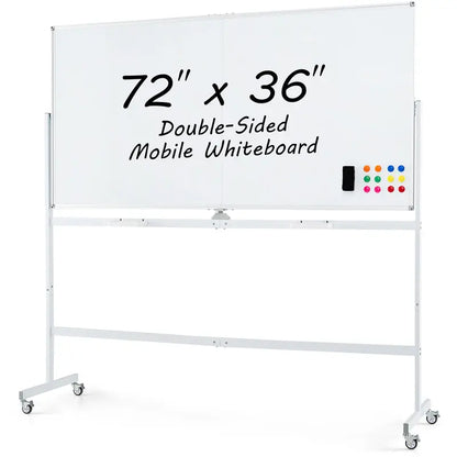 72″ x 36″ Rolling Dry-Erase Board — Double-Sided Magnetic Whiteboard on Sturdy Aluminum Stand