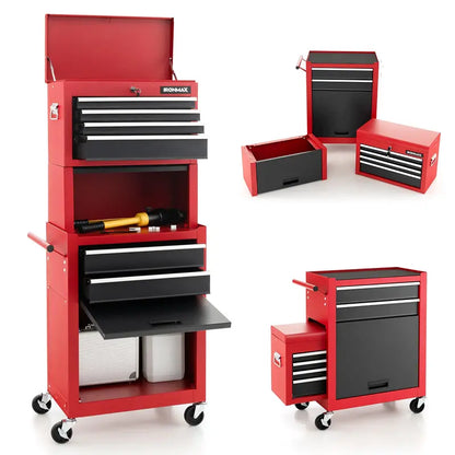 6-Drawer Heavy-Duty Rolling Tool Chest with Adjustable Riser Base