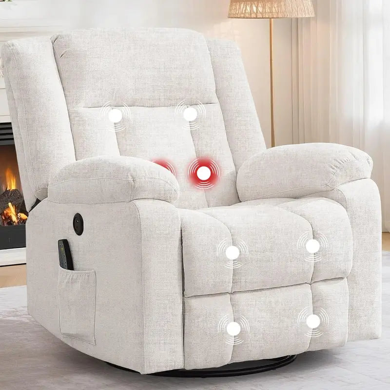 Adult Gliding Rocking Recliner  360° Rotation with Heat & Massage Functions