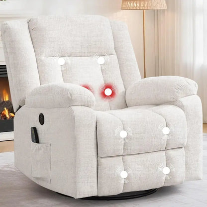 Adult Gliding Rocking Recliner  360° Rotation with Heat & Massage Functions