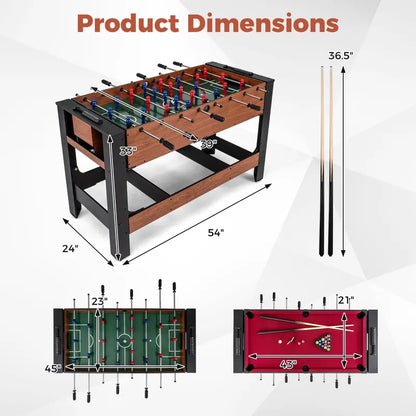 Dual-Function Foosball and Pool Table (54″) for Indoor or Outdoor Recreation