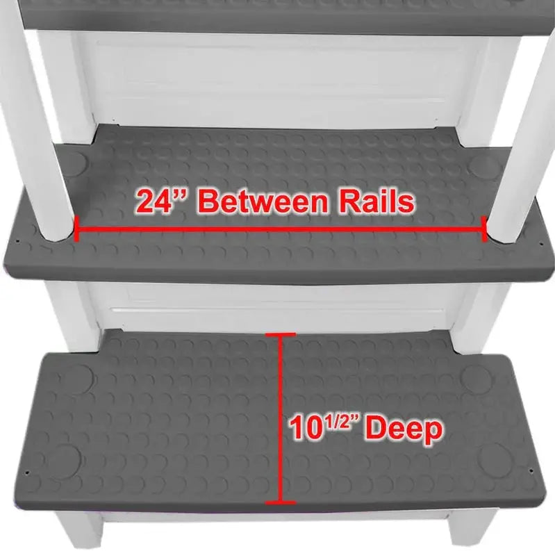 Non-Slip Pool Entry Steps  Grey Aluminum Stairs for Above-Ground Pools, 122137 cm Installation Height, 136 kg Max Load