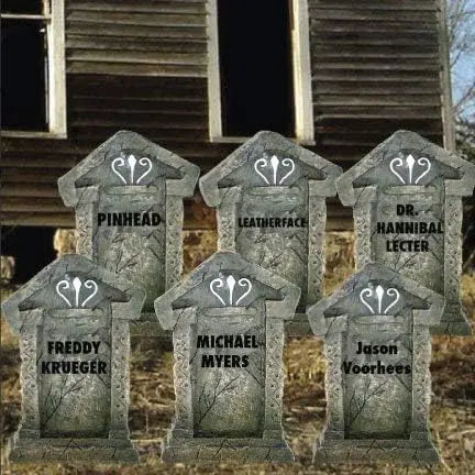 Set of 12 Spooky Halloween Tombstone Decorations for Cemetery Displays