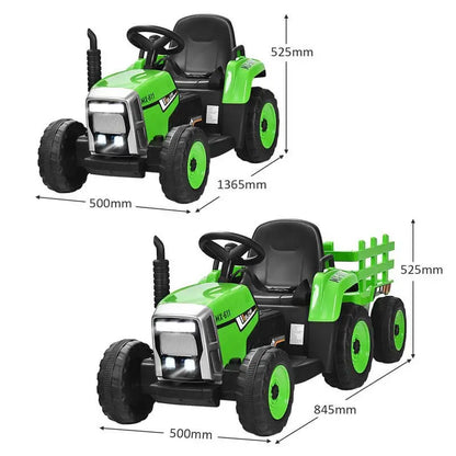 12V Kids Ride-On Tractor with Trailer  Battery-Powered Electric Farm Vehicle Featuring 3-Speed Transmission & Loader Function