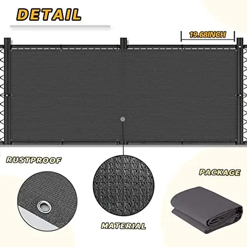 LOVE STORY 3’x10′ Charcoal HDPE Privacy Screen Fence Cover  UV Protection, Weather-Resistant for Deck, Patio, Backyard, Pool, Porch, Railing