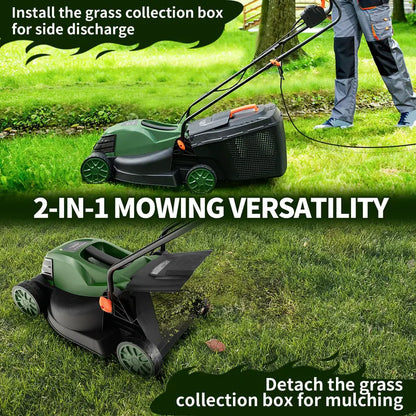 Corded Electric Lawn Mower, 10-Amp 13-Inch 2-in-1 Mulch/Bag Model