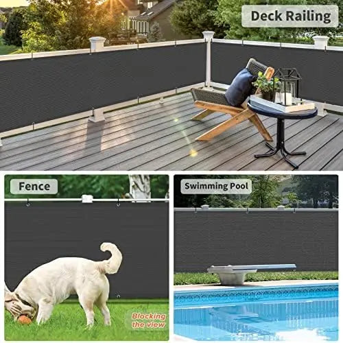 LOVE STORY 3’x10′ Charcoal HDPE Privacy Screen Fence Cover  UV Protection, Weather-Resistant for Deck, Patio, Backyard, Pool, Porch, Railing