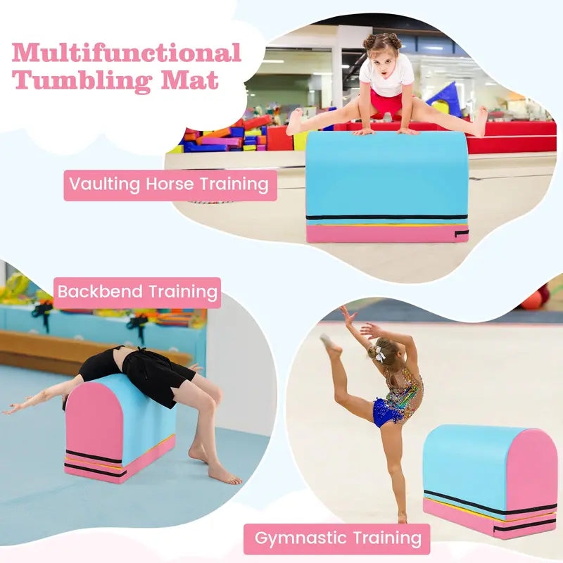 Mailbox-Style Tumbling Mat  Gymnastics Vaulting Box with Detachable Foam Mat & Carry Handle