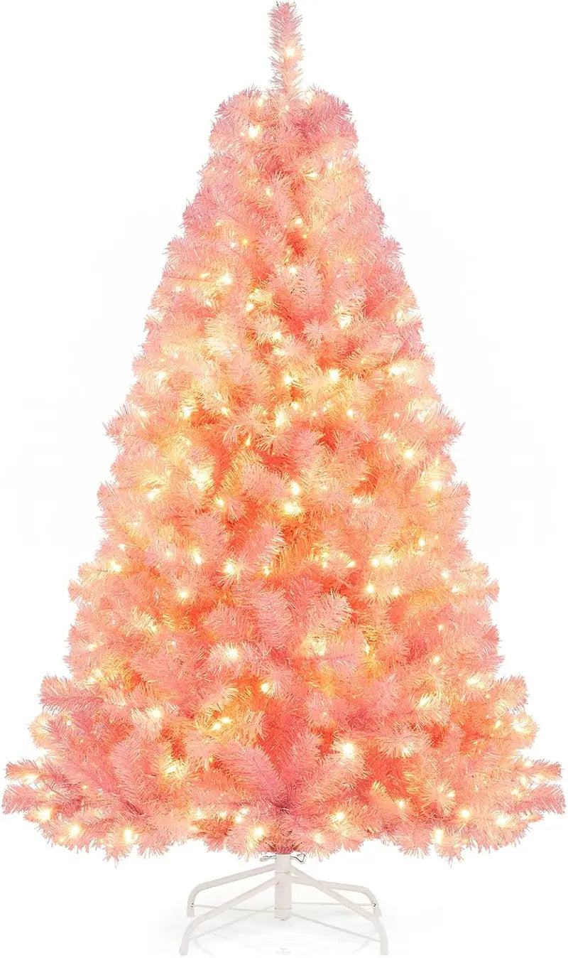 6-Foot or 7.5-Foot Pre-Lit Tinsel Christmas Tree with Warm White LED Illumination