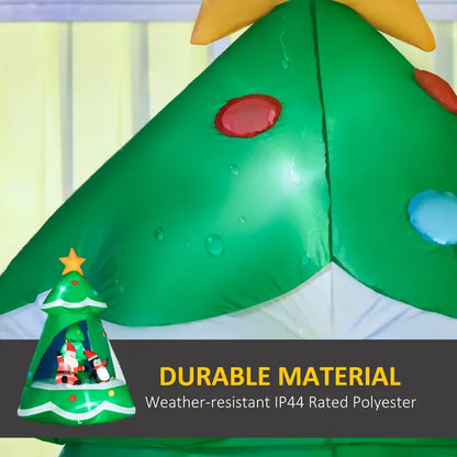 HOMCOM 7FT Inflatable Christmas Tree with Santa & Penguin, LED Lights, Outdoor Decor