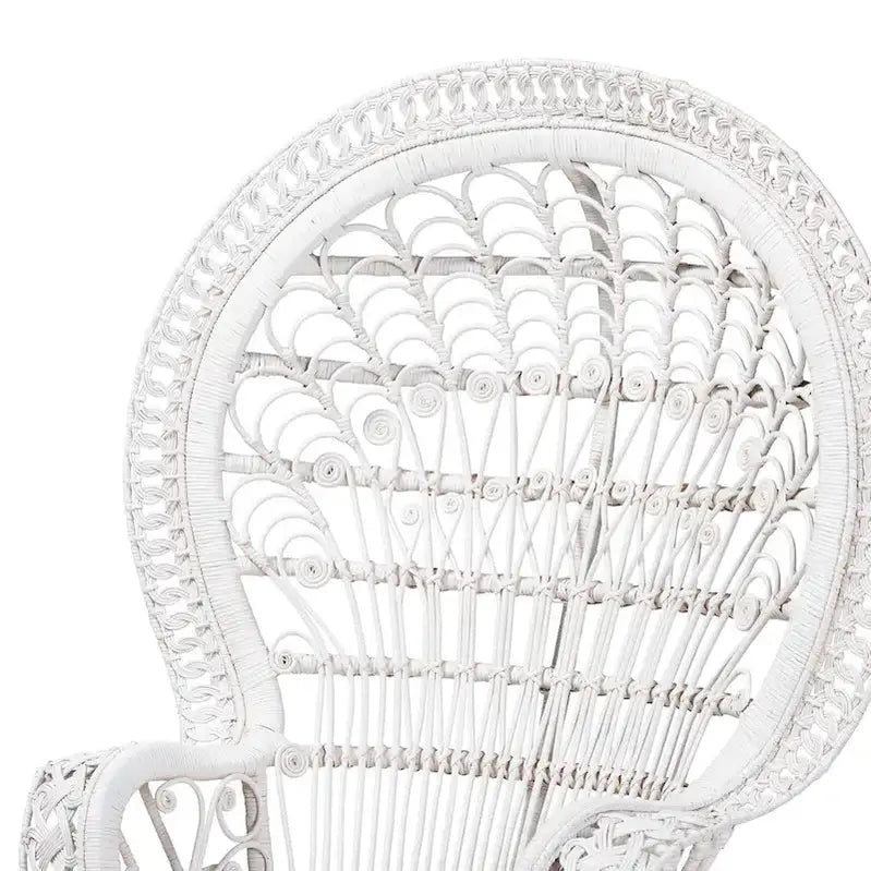 Boho-Style White Rattan Peacock Chair  Handcrafted Kallima Design