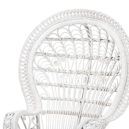 Boho-Style White Rattan Peacock Chair  Handcrafted Kallima Design