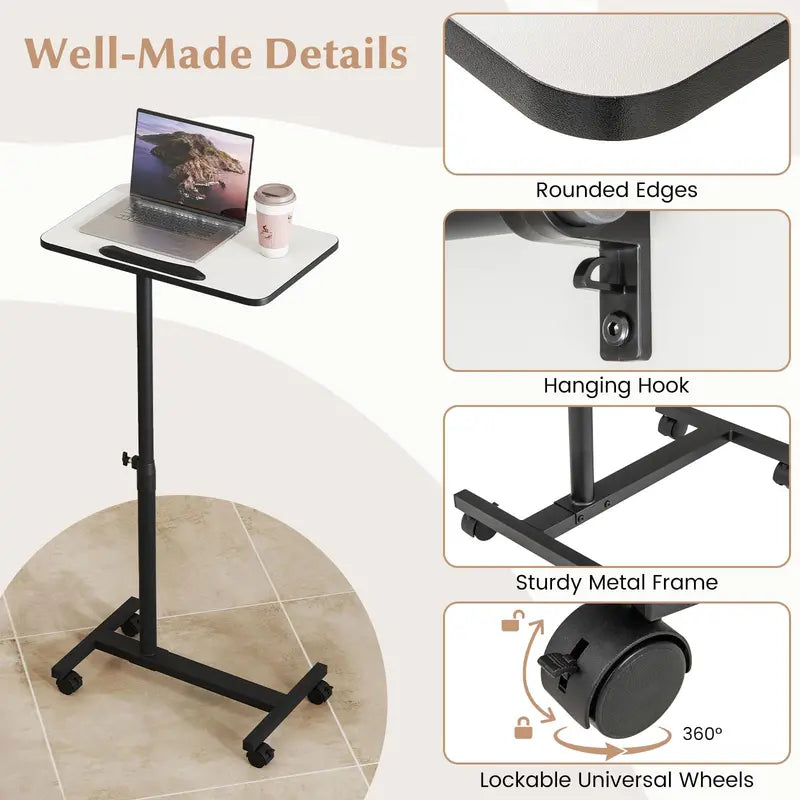 Adjustable Overbed Table for Medical Use  Hospital-Grade Bedside Tray with Height Control